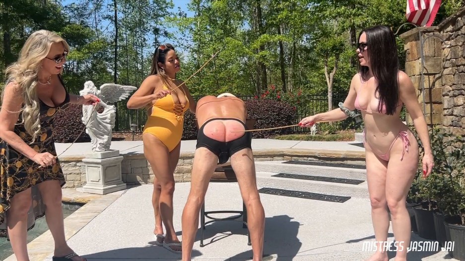 Jasmin Jai Studios - Goddess Samantha Muscle, Mistress Alexis Kim, and Mistress Jasmin Jai - Triple Domme Caning Carnage